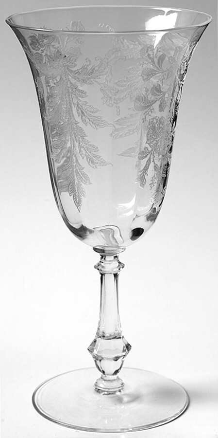 Bel Aire Etch Clear (Multi Sided Stem) Water Goblet by Imperial Glass-Ohio-1