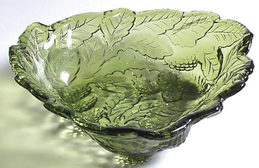 Loganberry Green 7" Bon Bon by Indiana Glass-1