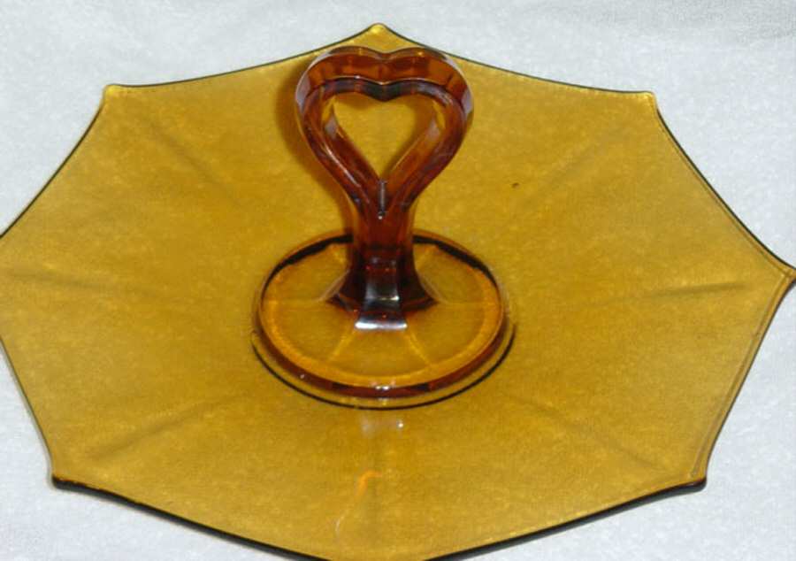 Molly Dark Amber Center Handle Tray by Imperial Glass-Ohio-1
