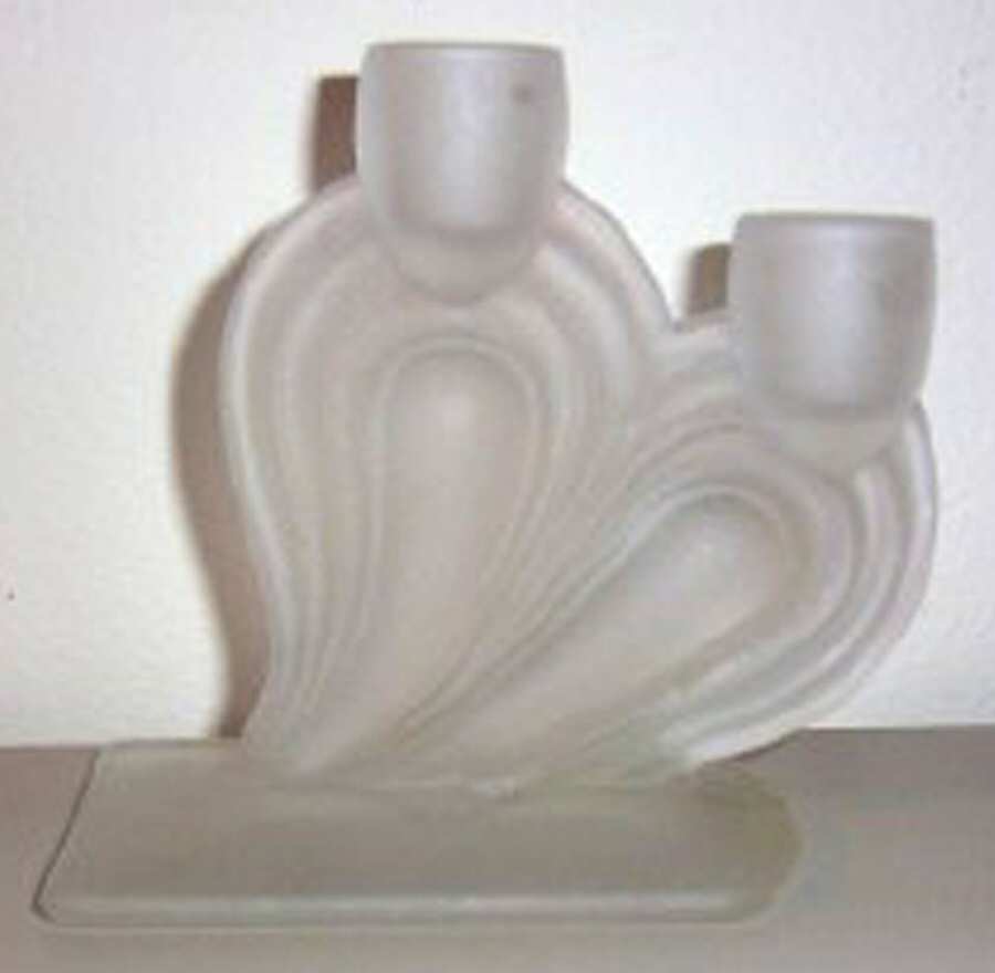 373 Frosted Double Light Candlestick by Indiana Glass-1