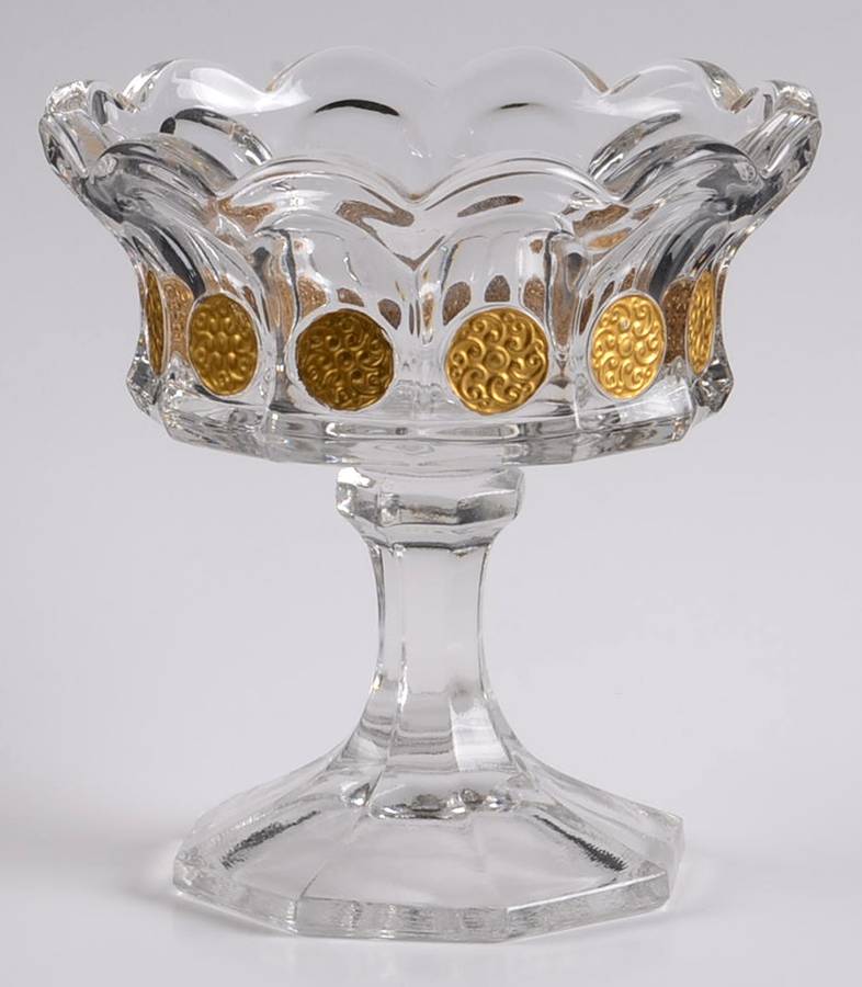 Antique Buttons Clear 4" Height Open Compote by Imperial Glass-Ohio-1