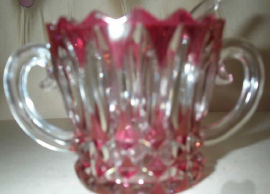 Lotus Blossom Ruby Flashed Open Sugar by Indiana Glass-1