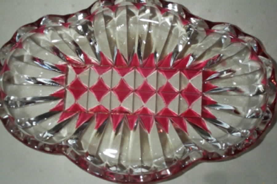 Lotus Blossom Ruby Flashed Creamer/Sugar, Tray Only by Indiana Glass-1