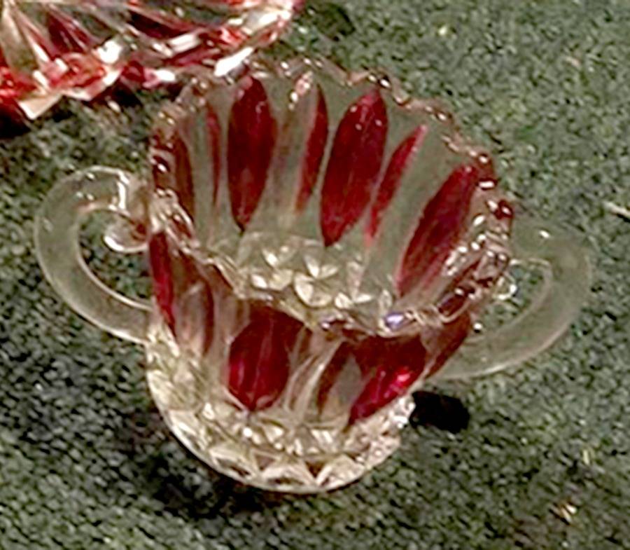 Lotus Blossom Ruby Flashed Open Sugar by Indiana Glass-1