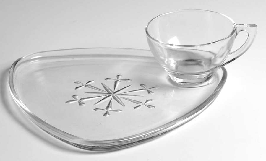 Snowflake Snack Set-Plate and Regular Punch Cup by Indiana Glass-1