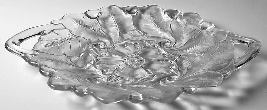 Wild Rose Clear Handled Cake Plate by Indiana Glass-1