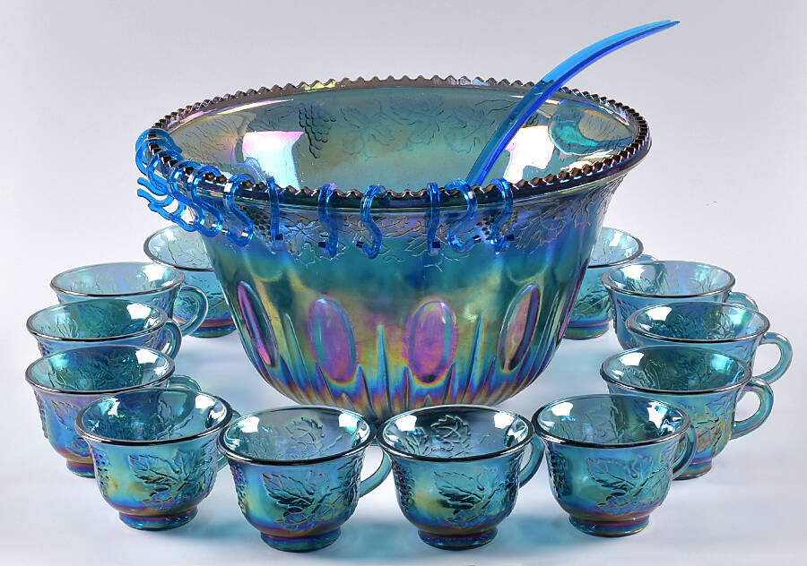 Princess Blue Carnival (Punch Set) (14 Piece) Punch Set (PUN, 12 PCU, CLADP) by Indiana Glass-1