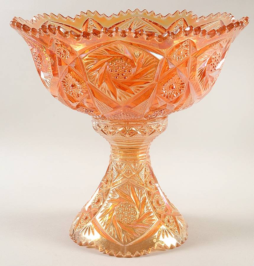 Whirling Star Marigold Punch Bowl with Stand by Imperial Glass-Ohio-1