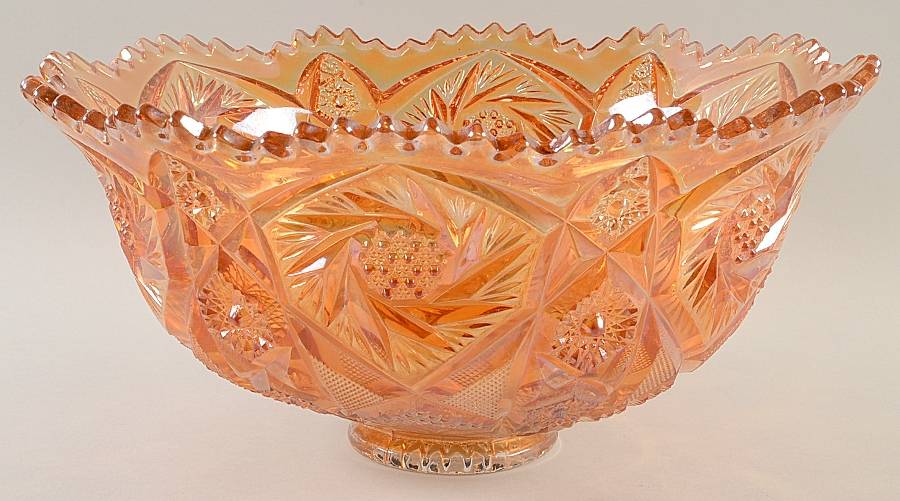 Whirling Star Marigold Punch Bowl by Imperial Glass-Ohio-1