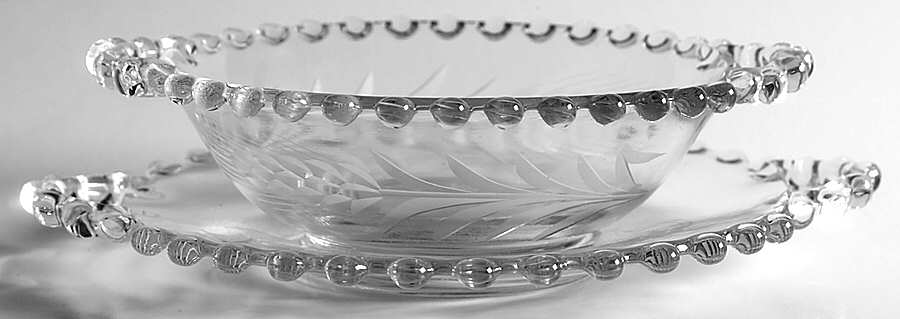 Wheat (Stem #3400) 2 Pc Mayonnaise Set- Handled Bowl,Handled Plt by Imperial Glass-Ohio-1