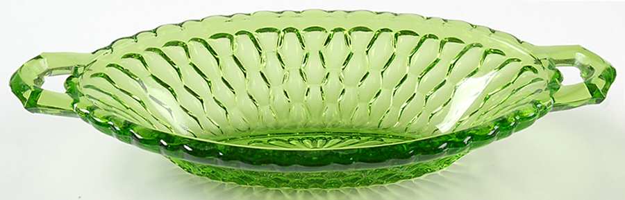 Honeycomb Green Pickle Dish by Indiana Glass-1