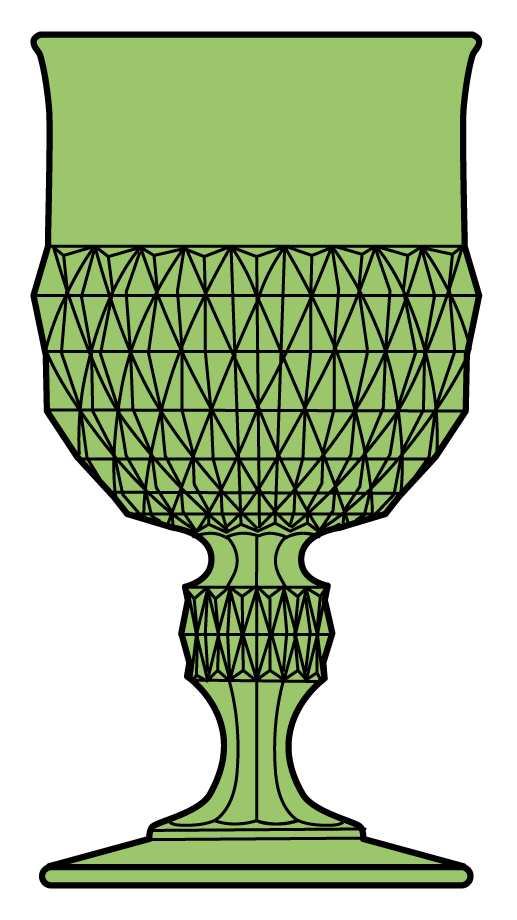 Diamond Point Light Green Water Goblet by Indiana Glass-1