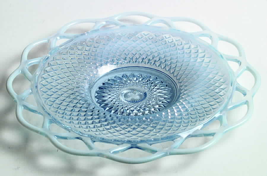 Laced Edge Blue Opalescent (Genie) Luncheon Plate by Imperial Glass-Ohio-1
