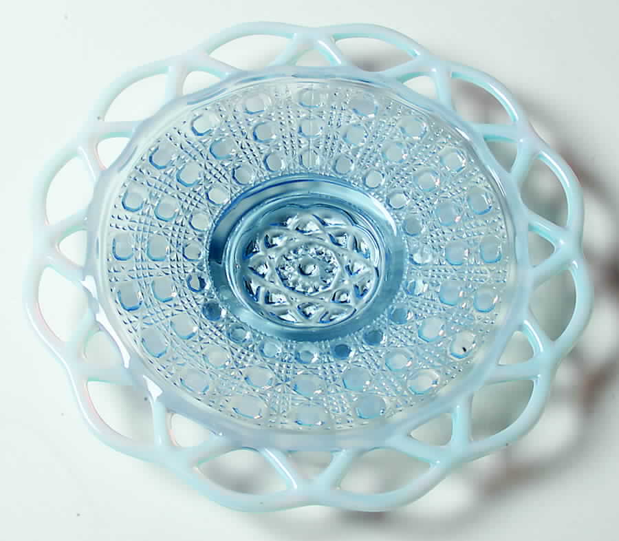 Laced Edge Blue Opalescent (Sugar Cane) 7" Salad Plate by Imperial Glass-Ohio-1