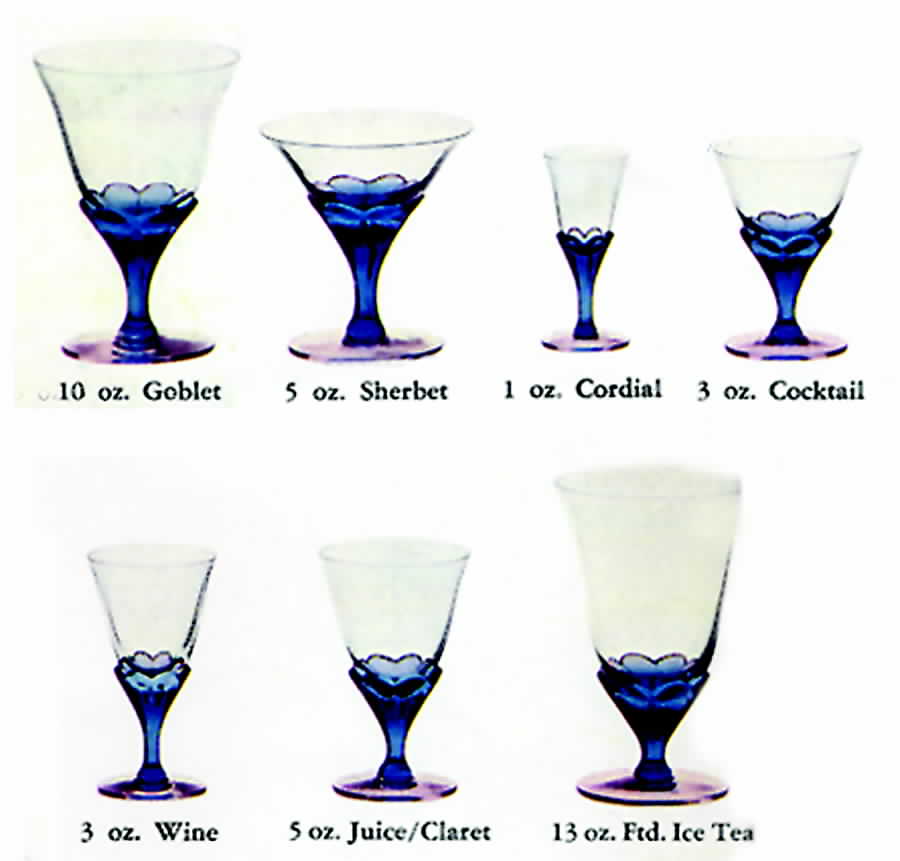 Blossom Blue Wine Glass by Imperial Glass-Ohio-1