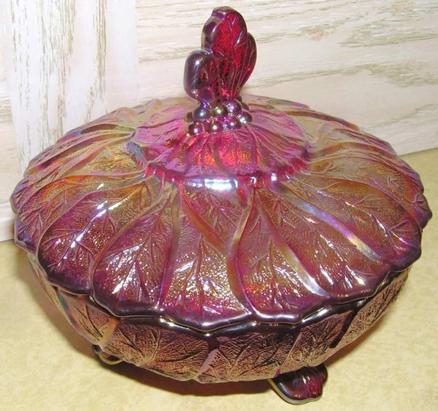 Everglade Sunset Ruby Candy Box & Lid by Imperial Glass-Ohio-1