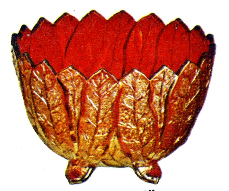 Everglade Sunset Ruby 8" 4-Toed Footed Bowl by Imperial Glass-Ohio-1