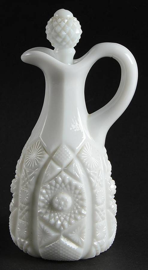 Daisy and Button Milk Glass Cruet & Stopper by Imperial Glass-Ohio-1