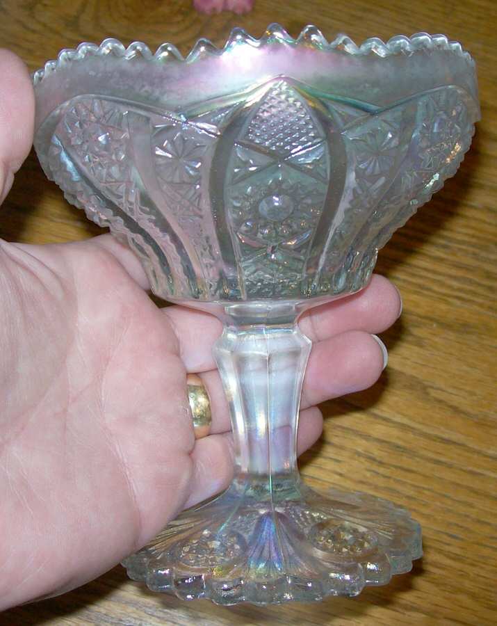 Daisy and Button White Carnival 5" Height Open Compote by Imperial Glass-Ohio-1
