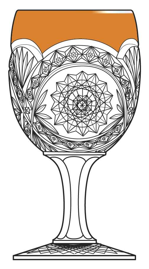 Hobstar Band Marigold Water Goblet by Imperial Glass-Ohio-1