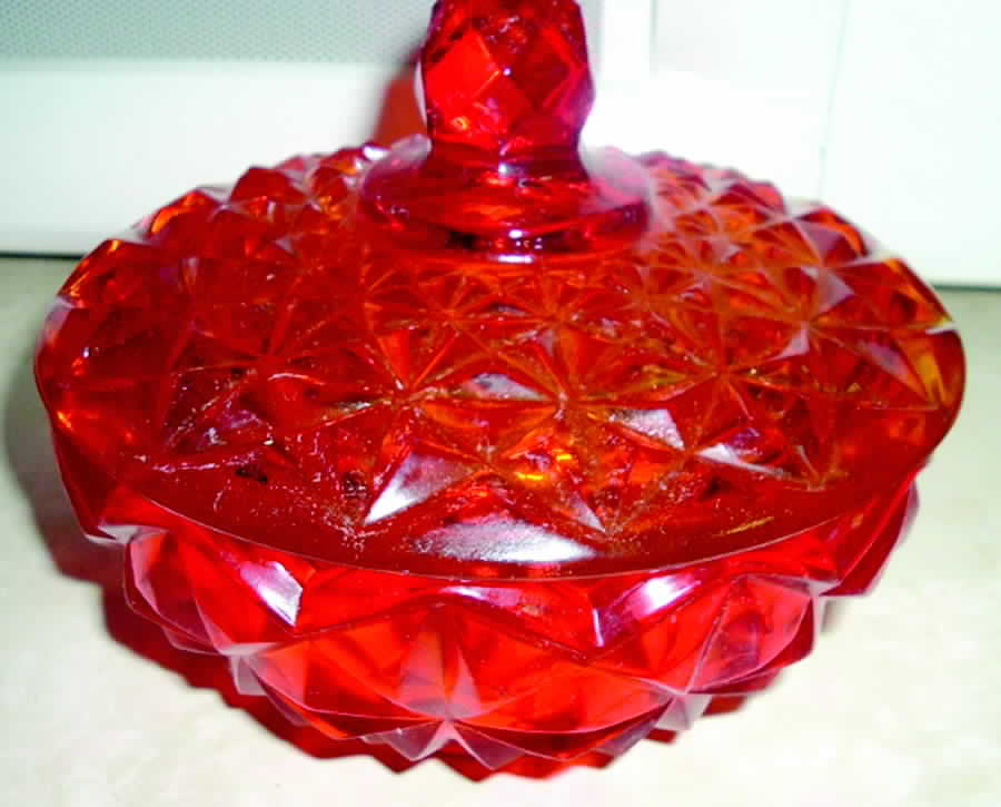 Monticello Orange Candy Dish & Lid by Indiana Glass-1