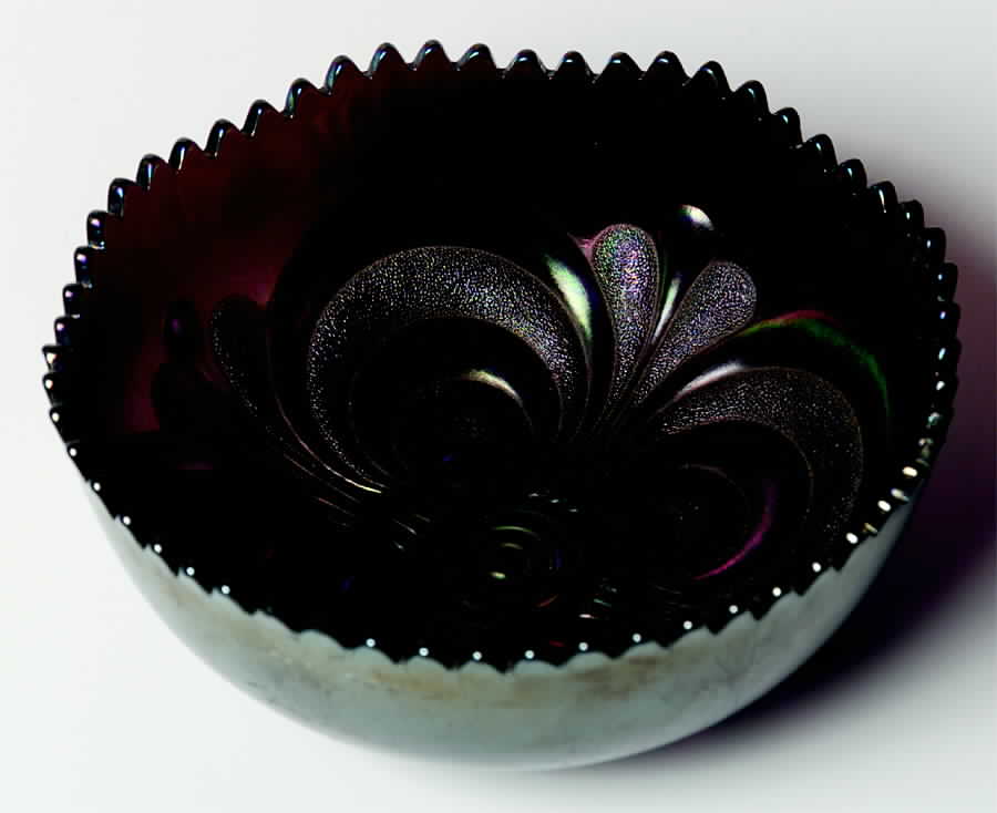 Scroll Embossed Amethyst 6" Round Bowl by Imperial Glass-Ohio-1