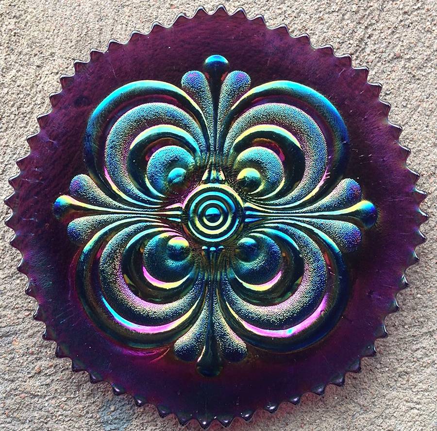 Scroll Embossed Amethyst Luncheon Plate by Imperial Glass-Ohio-1