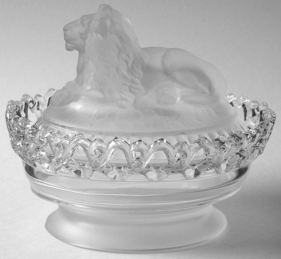 Animals & Figurines #159 Atterbury Lion Box with Lid by Imperial Glass-Ohio-1