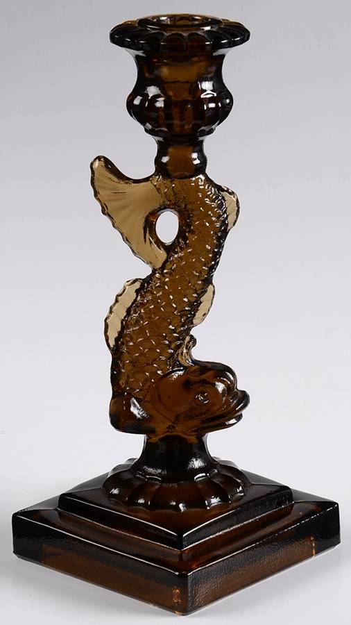 Animals & Figurines #90 9" Dolphin Candlestick by Imperial Glass-Ohio-1