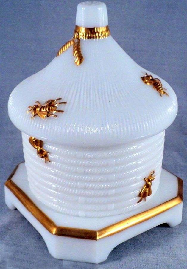 Animals & Figurines #60 Beehive Honey Jar & Lid by Imperial Glass-Ohio-1