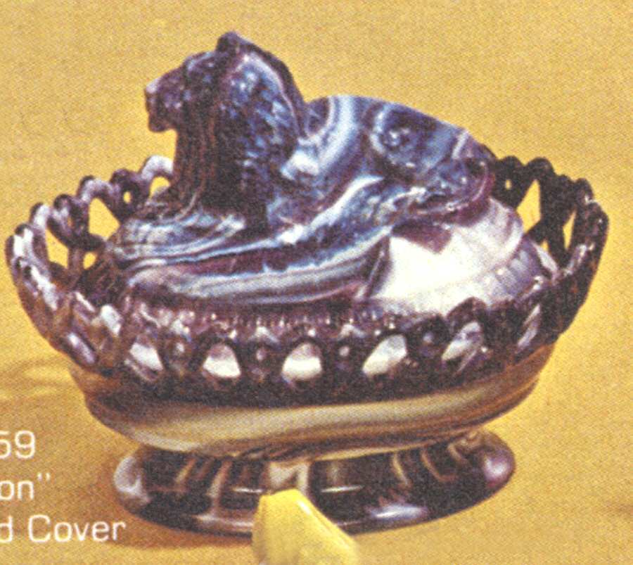 Animals & Figurines #159 Atterbury Lion Box with Lid by Imperial Glass-Ohio-1