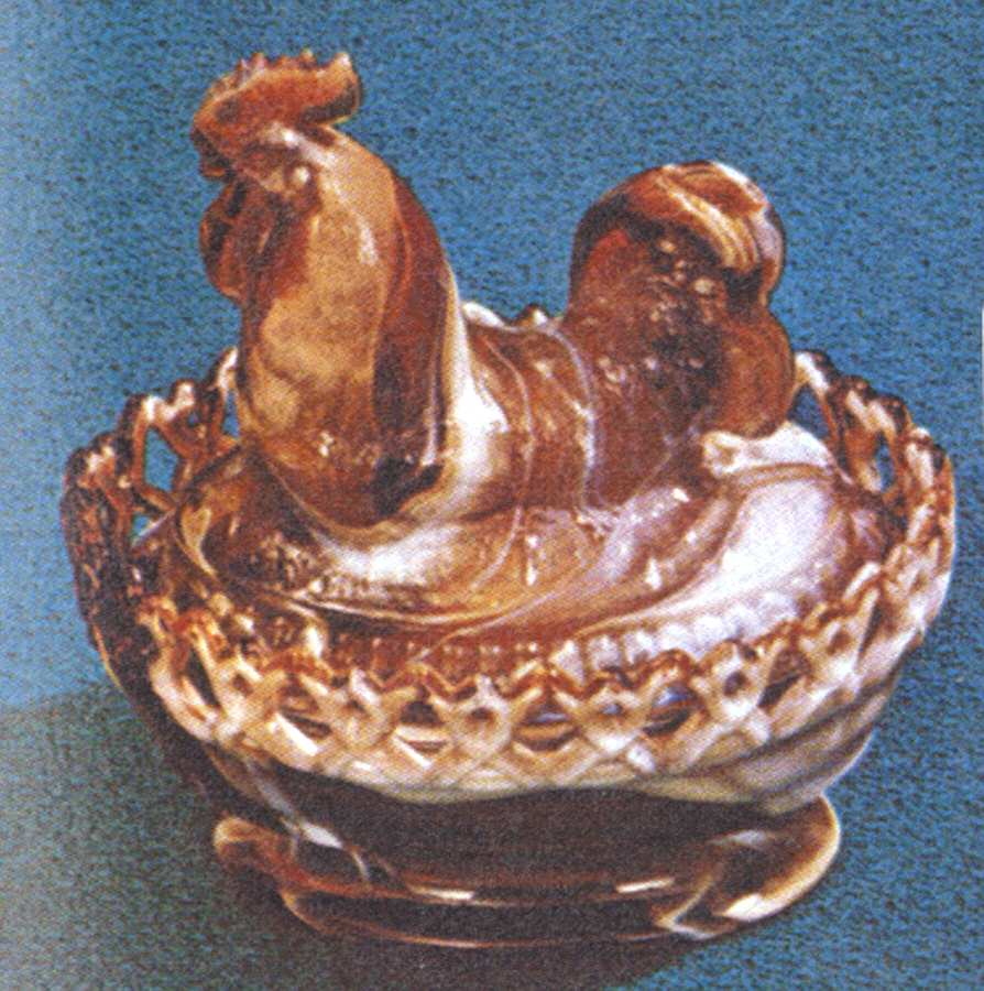 Animals & Figurines #158 Atterbury Rooster Box with Lid by Imperial Glass-Ohio-1