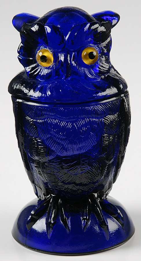 Animals & Figurines #800 Owl Jar & Lid by Imperial Glass-Ohio-1