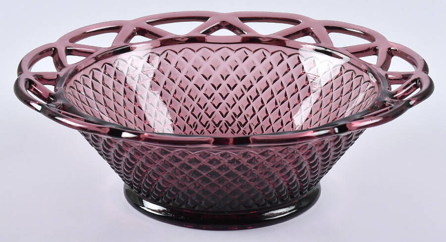 Laced Edge Burgundy 7" Round Bowl by Imperial Glass-Ohio-1