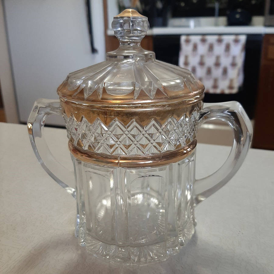 Diamond Band Sugar Bowl & Lid by Indiana Glass-1