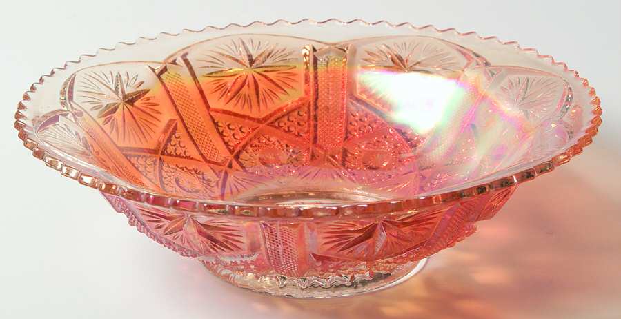 Star and File Marigold 9" Round Bowl by Imperial Glass-Ohio-1