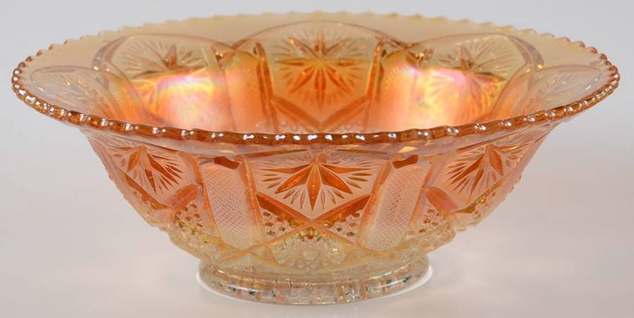 Star and File Marigold 7" Round Bowl by Imperial Glass-Ohio-1