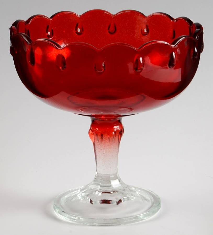 Teardrop Ruby Flashed 7" Height Open Compote by Indiana Glass-1