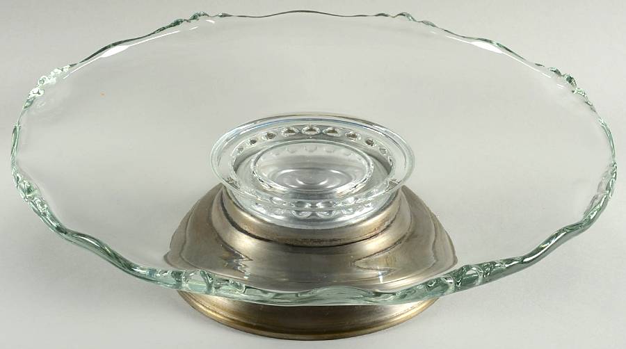 Village Guild Cake Stand with Metal Base by Indiana Glass-1