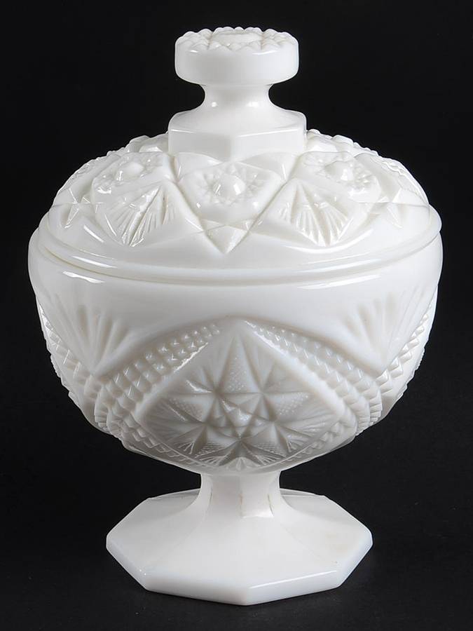 425 Milkglass Footed Candy Dish & Lid by Imperial Glass-Ohio-1