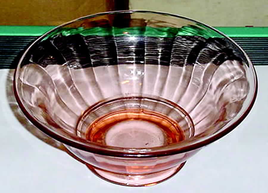Wide Panel Pink Round Bowl by Imperial Glass-Ohio-1