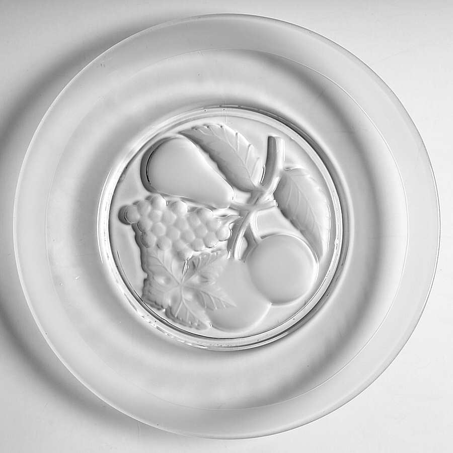 Intaglio Frosted Edge Luncheon Plate by Imperial Glass-Ohio-1