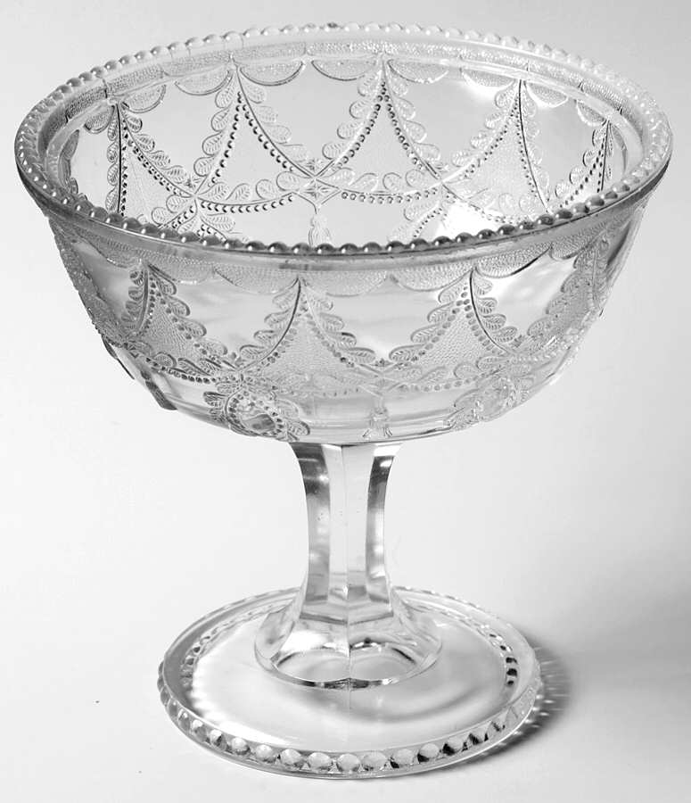 Teardrop & Tassel Clear 6" Compote No Lid by Indiana Glass-1