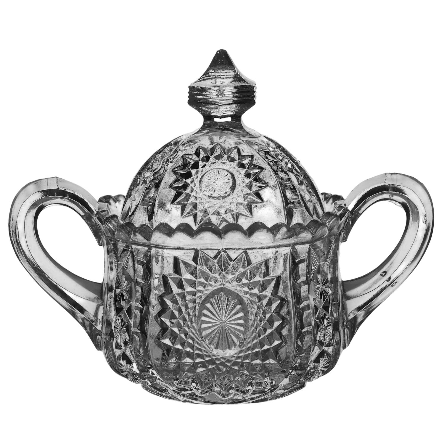 Oval Star Clear Child's Sugar Bowl & Lid by Indiana Glass-1