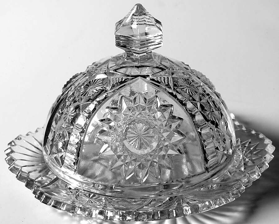 Oval Star Clear Child's Round Butter & Lid by Indiana Glass-1