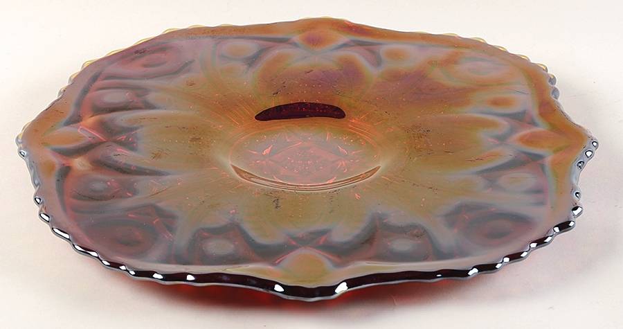 Heirloom Sunset Carnival 15" Sandwich Plate by Indiana Glass-1