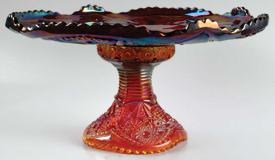 Heirloom Sunset Carnival Cake Stand by Indiana Glass-1