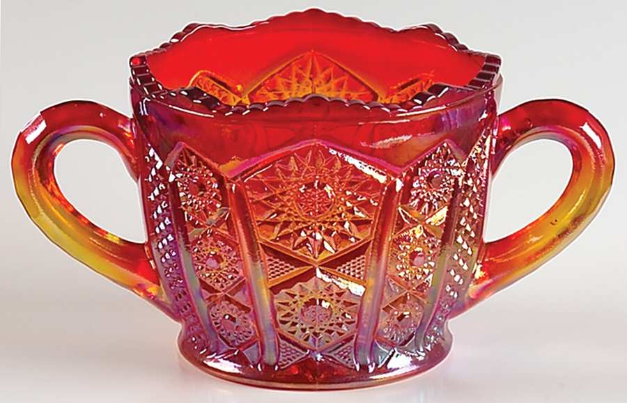 Heirloom Sunset Carnival Open Sugar by Indiana Glass-1