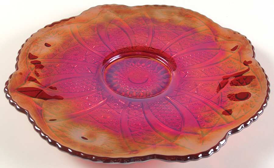 Heirloom Sunset Carnival 12" Sandwich Plate by Indiana Glass-1
