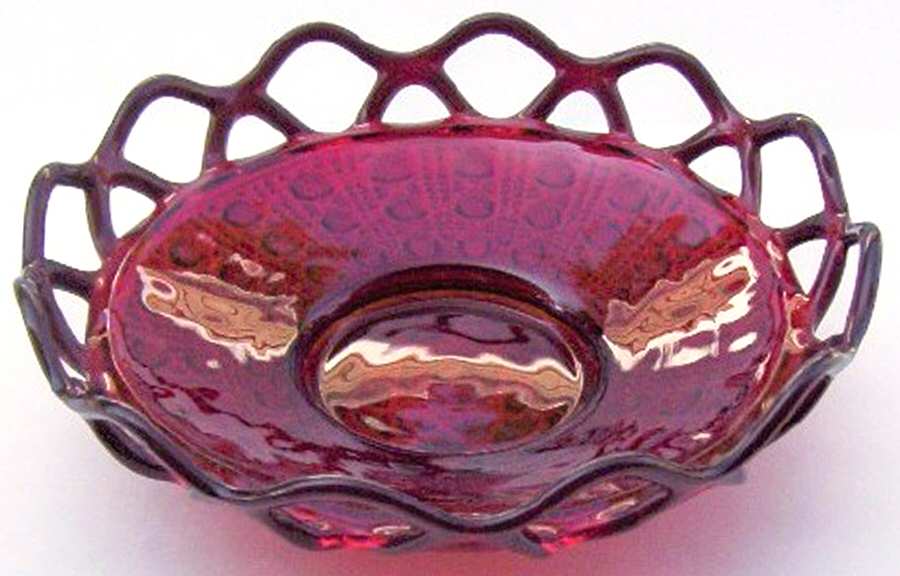 Laced Edge Ruby 6" Shallow Nappy by Imperial Glass-Ohio-1